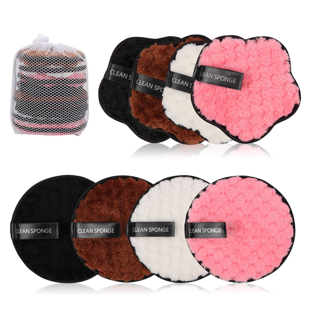 8 Pack Reusable Makeup Removing Pads Face Cleansing Pads Christmas Gifts Face Eraser Removing Cleaning Puff Soft Chemical-Free Facial Cotton Pads with Laundry Bag 4.7" Dia