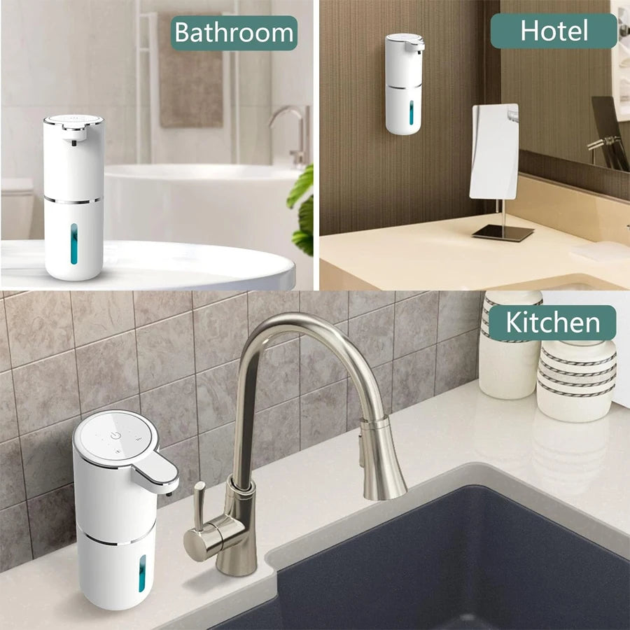 USB Rechargeable Automatic Soap Dispenser, 380Ml Touchless Sensor Foaming for Kitchen Bathroom, 4-Level Adjustable