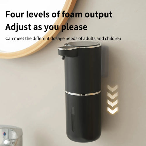 USB Rechargeable Automatic Soap Dispenser, 380Ml Touchless Sensor Foaming for Kitchen Bathroom, 4-Level Adjustable